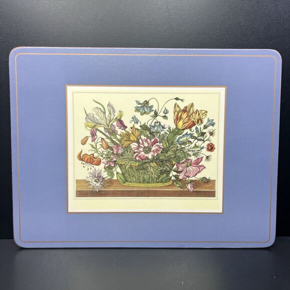 Pimpernel DeLuxe Placemats Set of 6 Floral Arrangement Cork Backed Vtg England - Picture 9 of 13